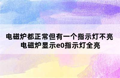 电磁炉都正常但有一个指示灯不亮 电磁炉显示e0指示灯全亮